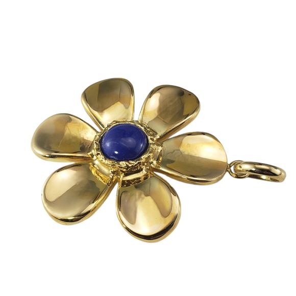 18 Karat Yellow Gold and Lapis Lazuli Large Flower Pendant #18454 - Picture 3 of 7